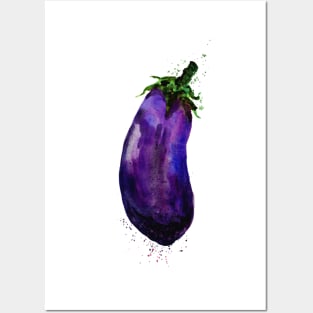 Eggplant Aubergine Watercolor Posters and Art